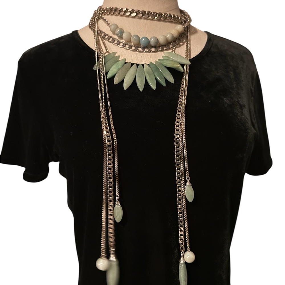 Chic Layered Mint Statement Necklace - image 6